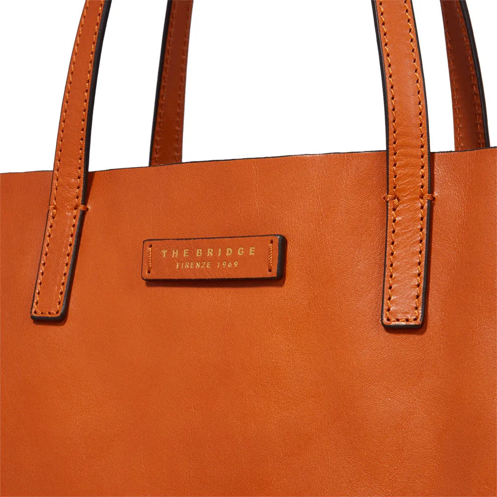 Borsa Donna Shopper Verticale THE BRIDGE in Pelle Arancio linea Mirra