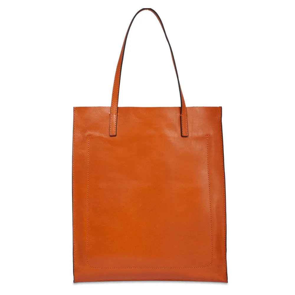 Borsa Donna Shopper Verticale THE BRIDGE in Pelle Arancio linea Mirra