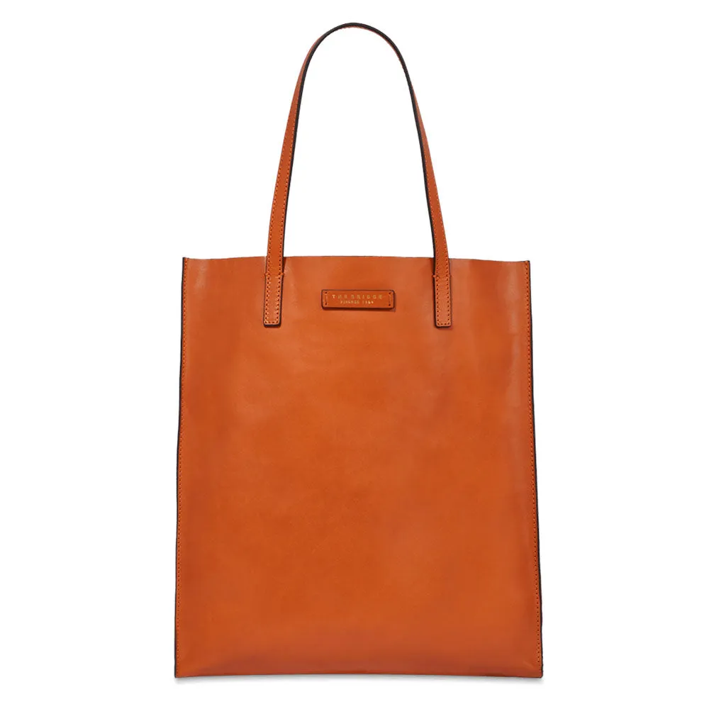 Borsa Donna Shopper Verticale THE BRIDGE in Pelle Arancio linea Mirra