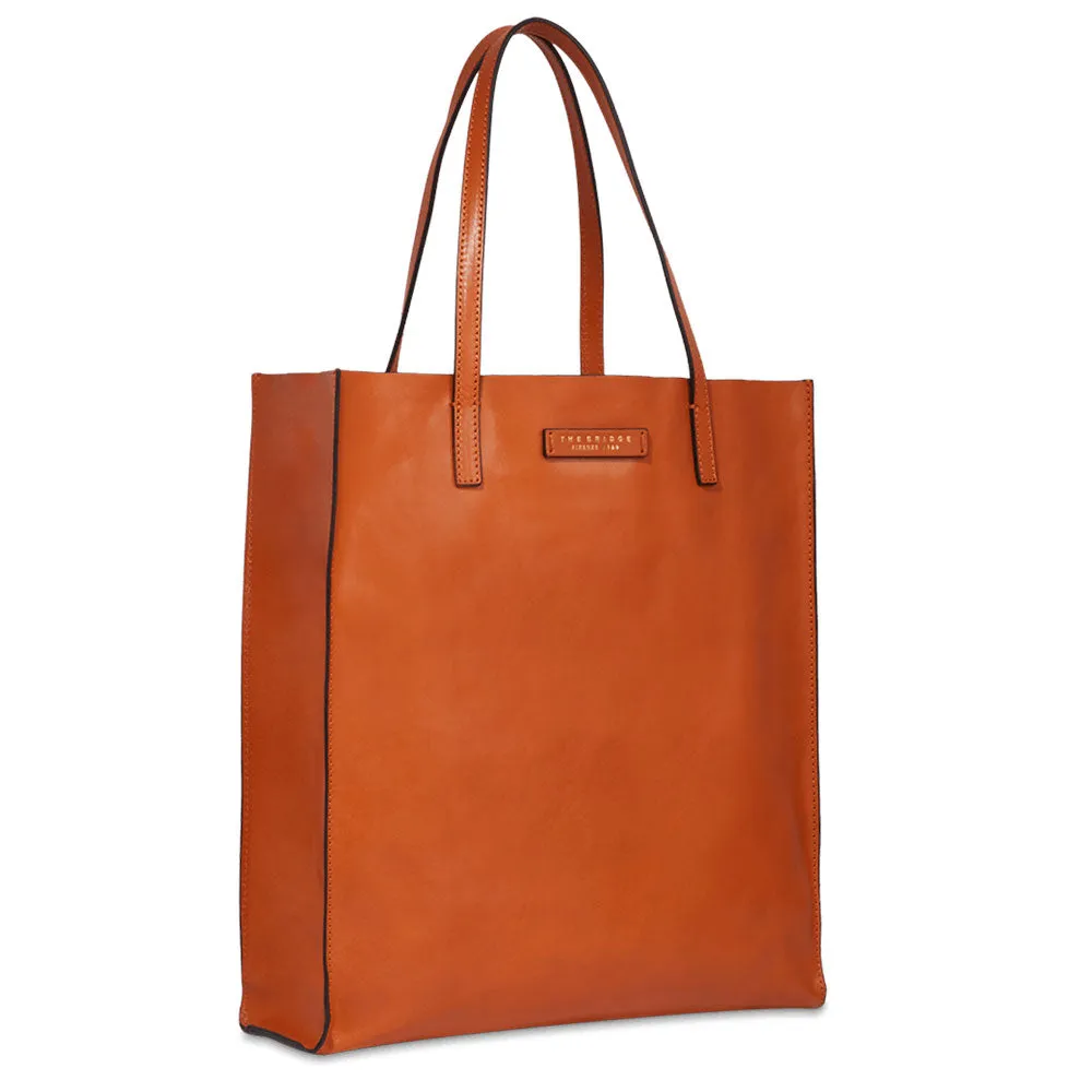 Borsa Donna Shopper Verticale THE BRIDGE in Pelle Arancio linea Mirra