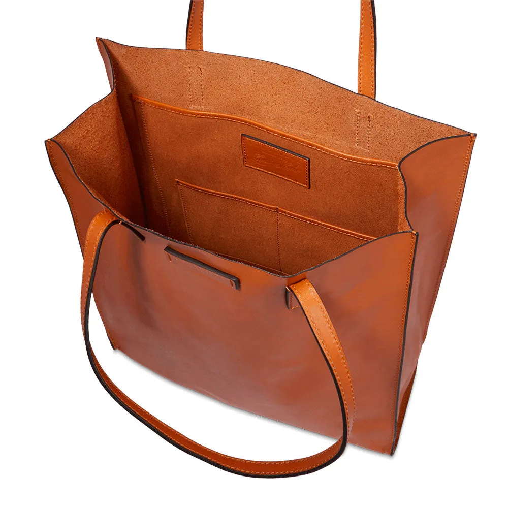 Borsa Donna Shopper Verticale THE BRIDGE in Pelle Arancio linea Mirra