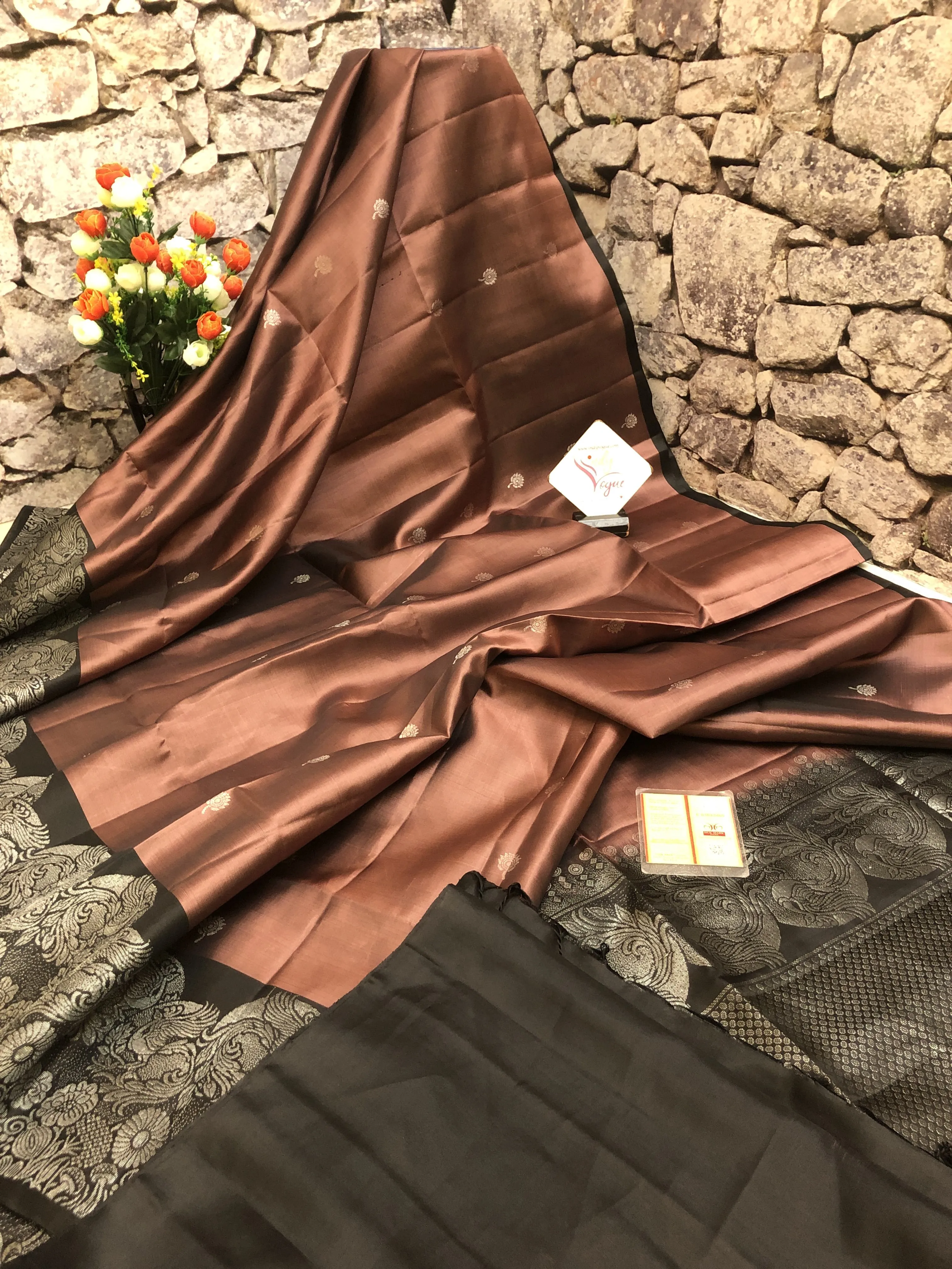 Brown Color Pure Kanchipuram Soft Silk Saree