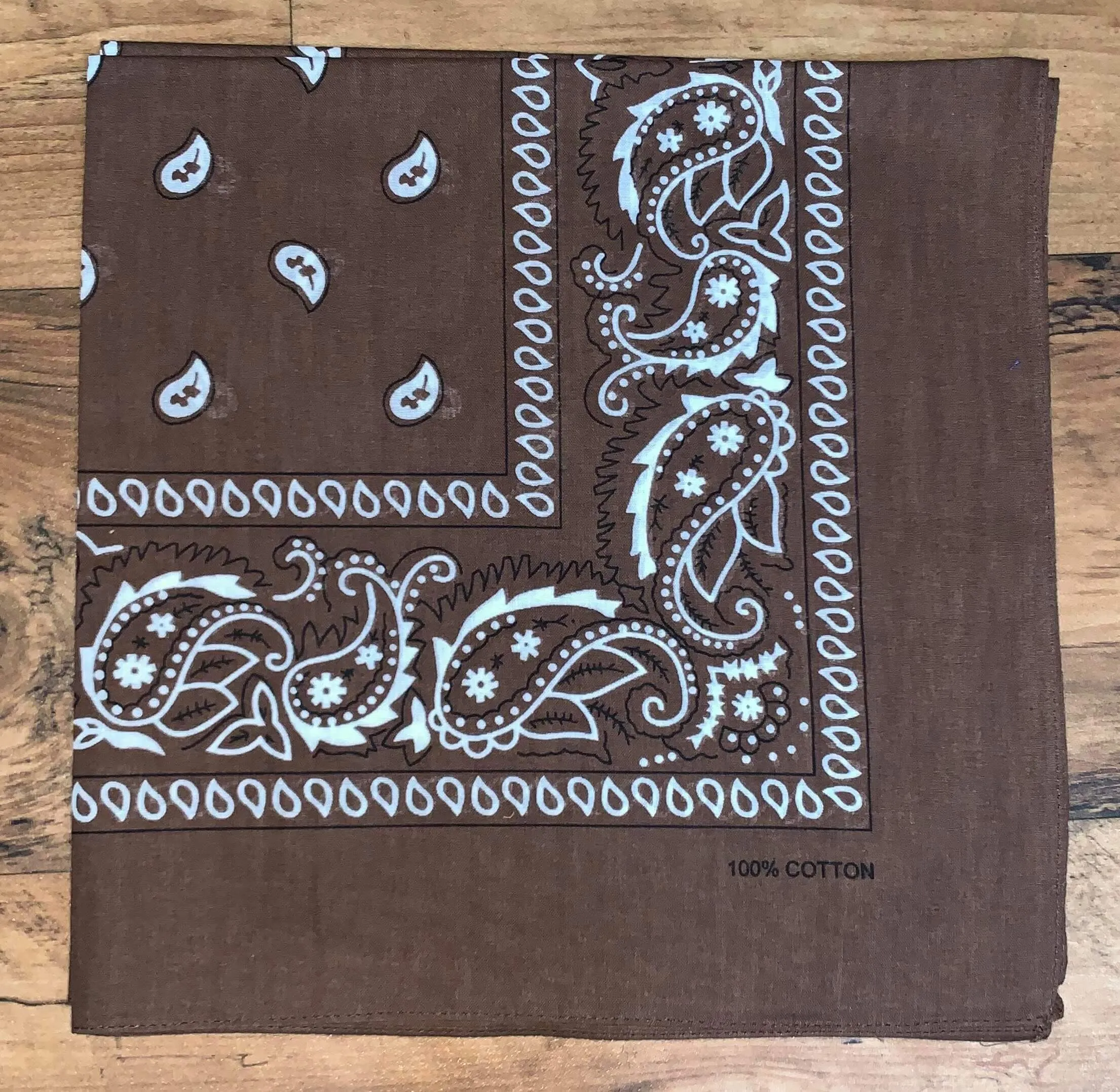 Brown Paisley Design Bandana - 100% Cotton