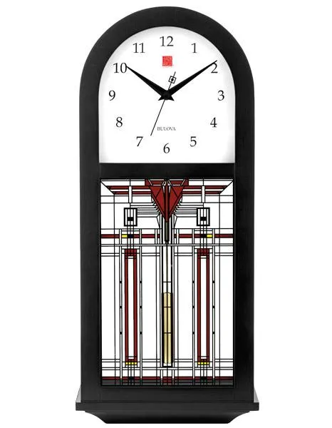 Bulova Frank Lloyd Wright Harley Bradley Pendulum Wall Clock - Ebony Finish