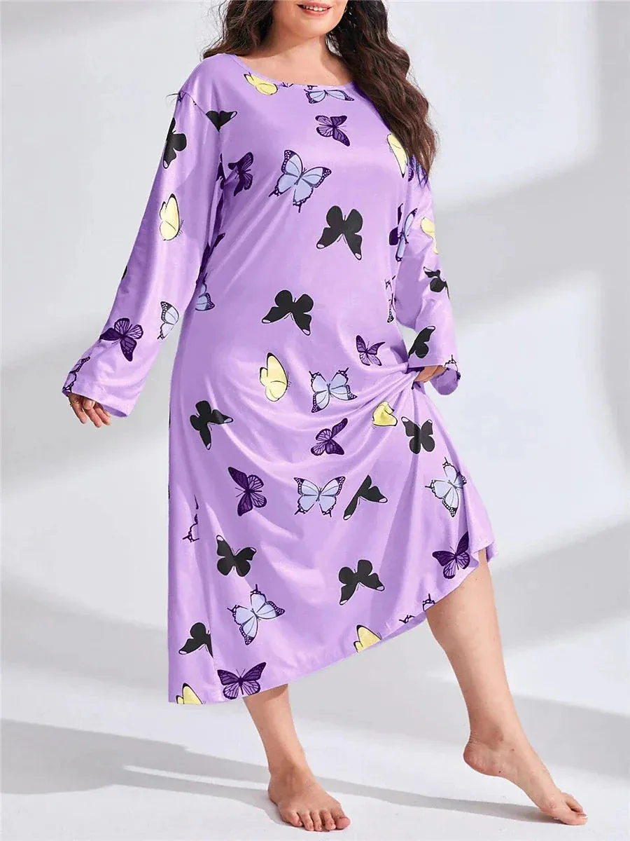 Butterfly Heart Women's Plus Size Nightshirt - Elegant and Comfortable Choice