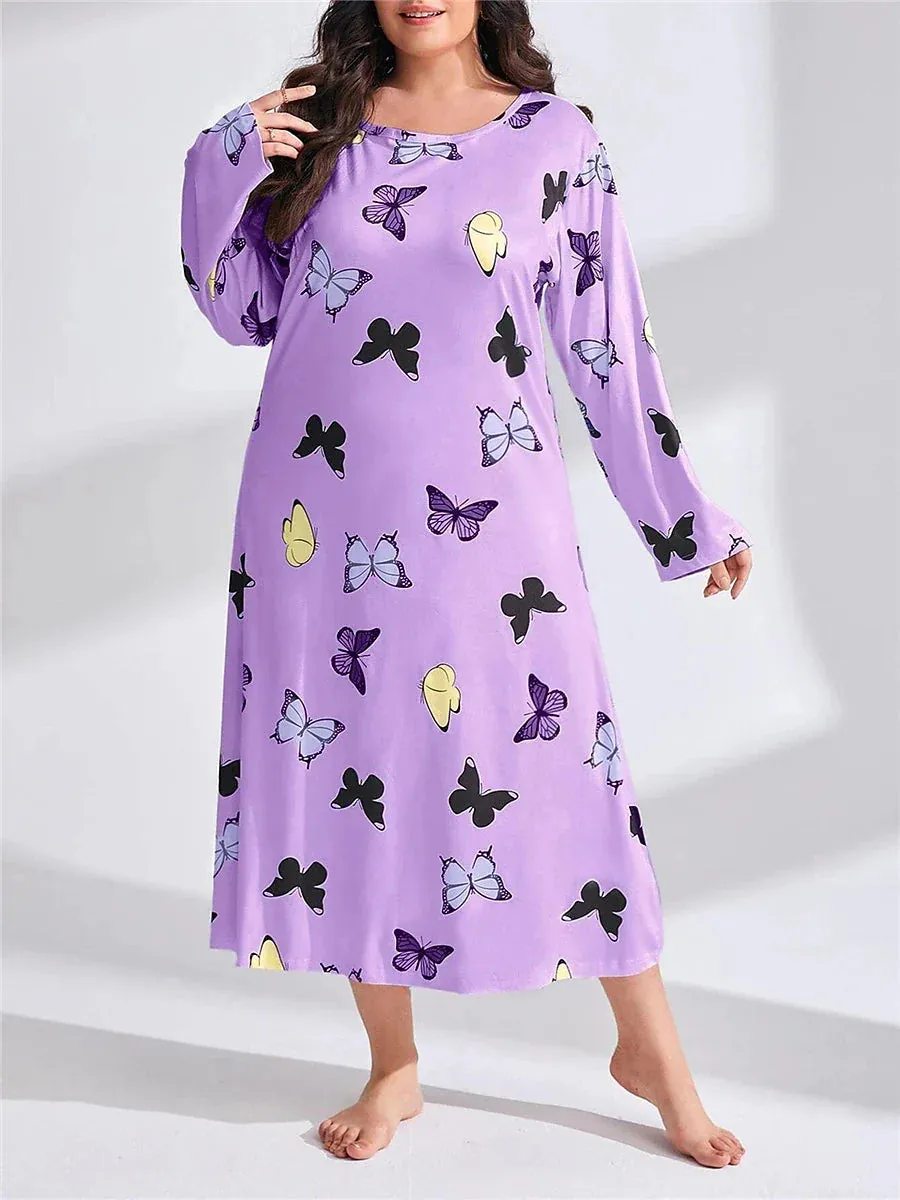 Butterfly Heart Women's Plus Size Nightshirt - Elegant and Comfortable Choice