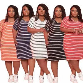 Casual Plus Size Stripe Print Dress