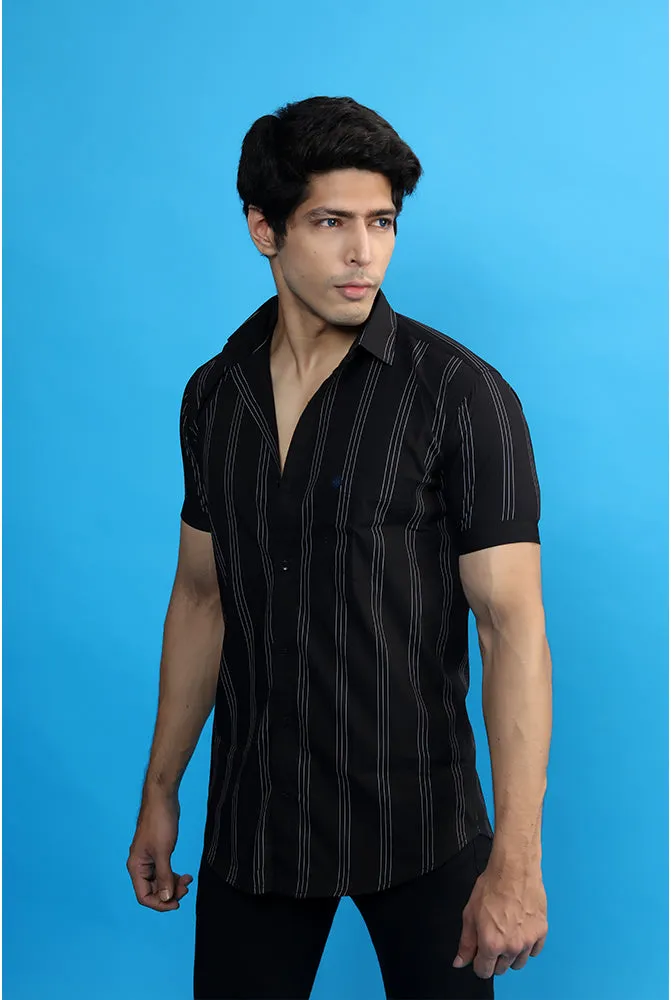 Casual Shirts for Men - Men Casual Black Lining Shirt