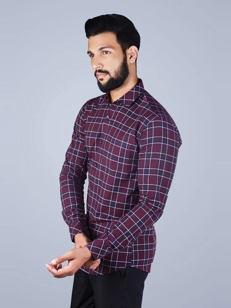 Check Shirt - Men Regular Fit Checked Spread Casual Shirt