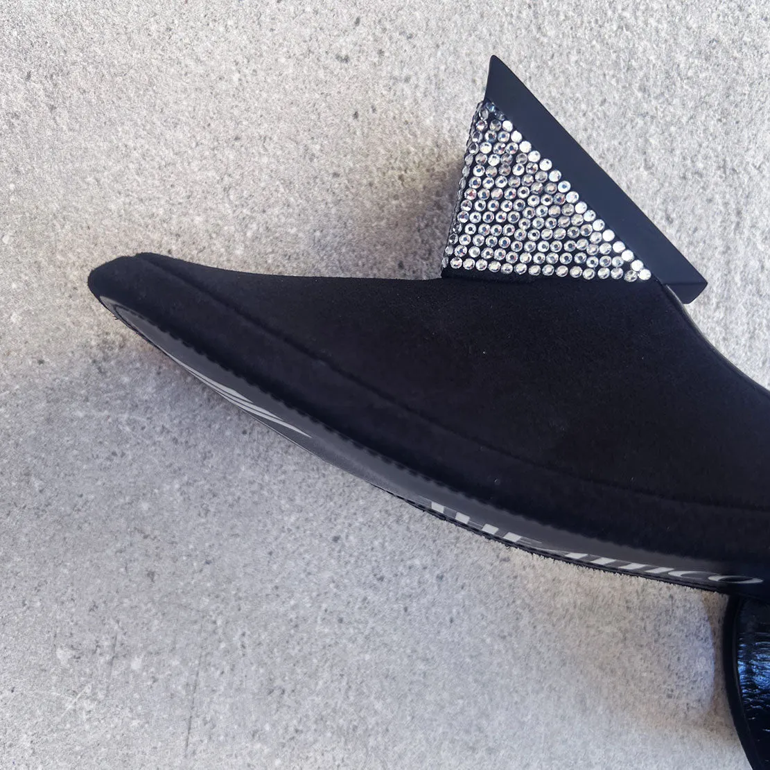 Cheope Crystal Heel Mule 60, Black