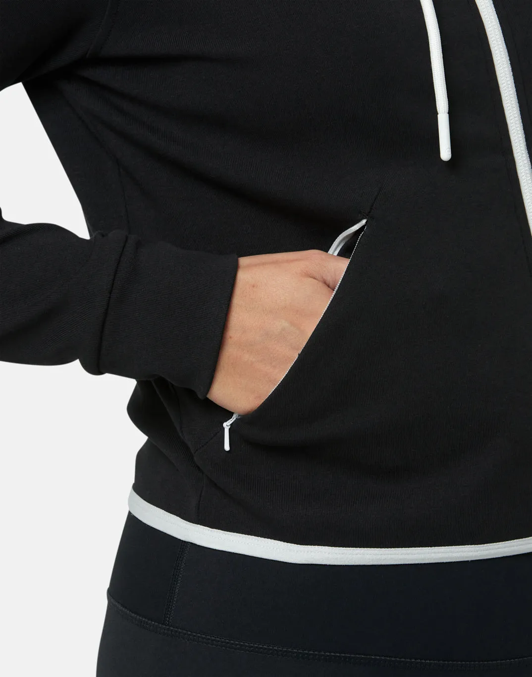 Chill Zip Crop Hoodie in Black