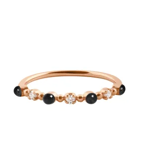 Classic Gigi 3 Diamond Black Ring, Rose Gold, Size 5.25