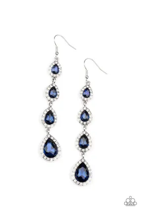 Confidently Classy Blue Rhinestone Earrings - Paparazzi Accessories