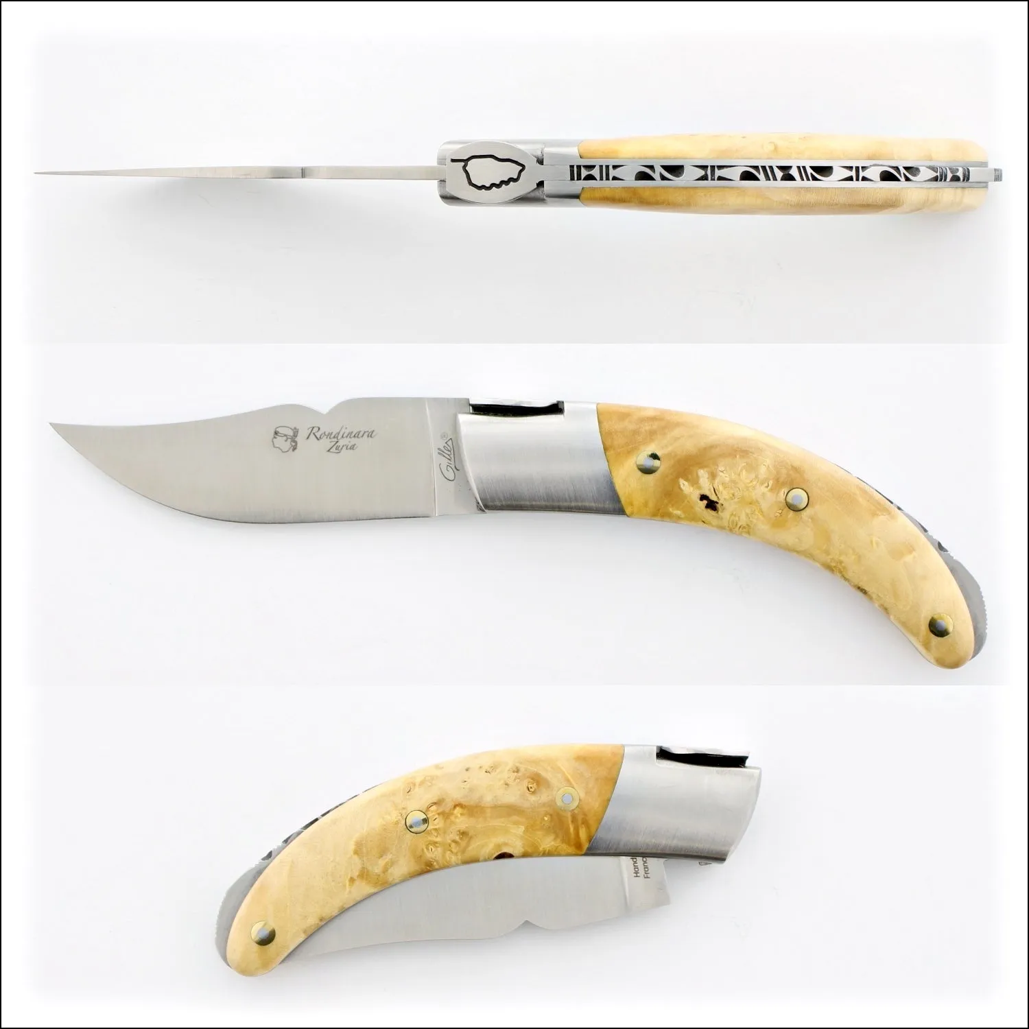 Corsican Rondinara Folding Knife - Burled Maple Handle