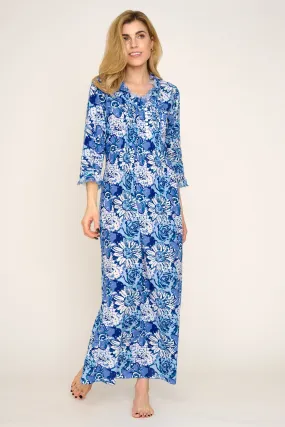 Cotton Annabel Maxi Dress in Blue Seas & White Floral