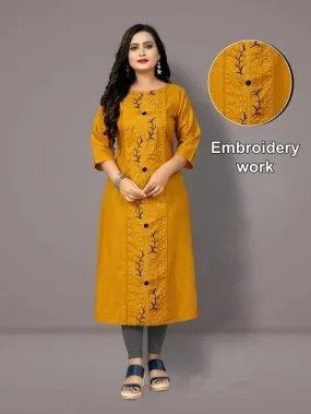 Cotton Blend Embroidered Plus Size Kurti