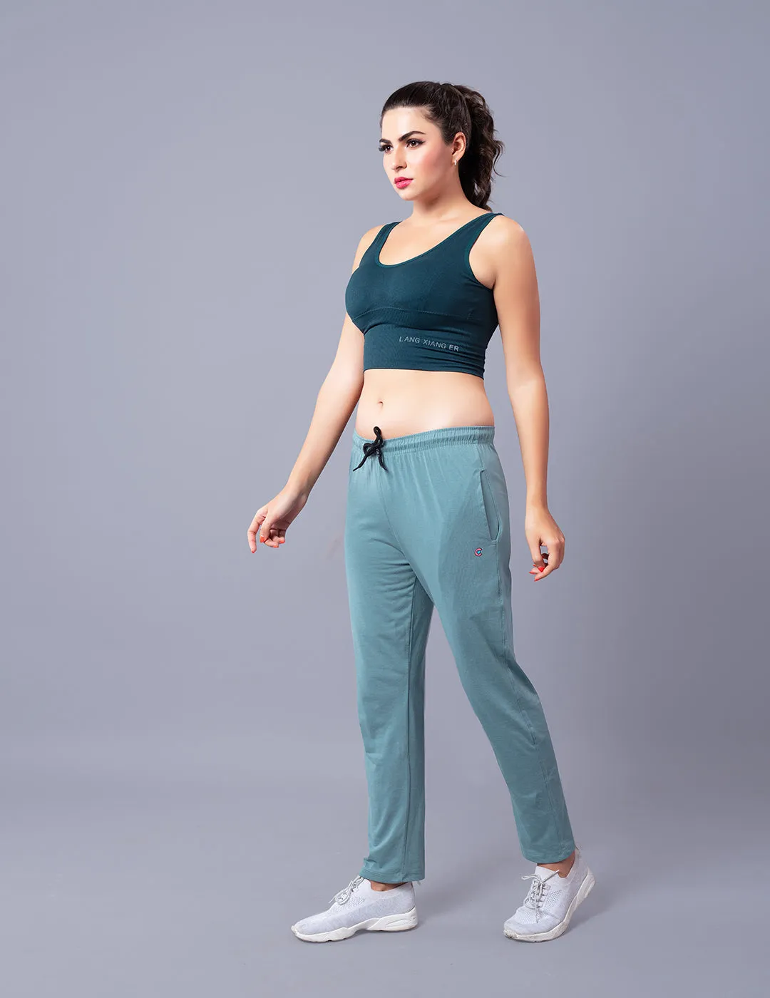 Cotton Track Pants For Women - Sage