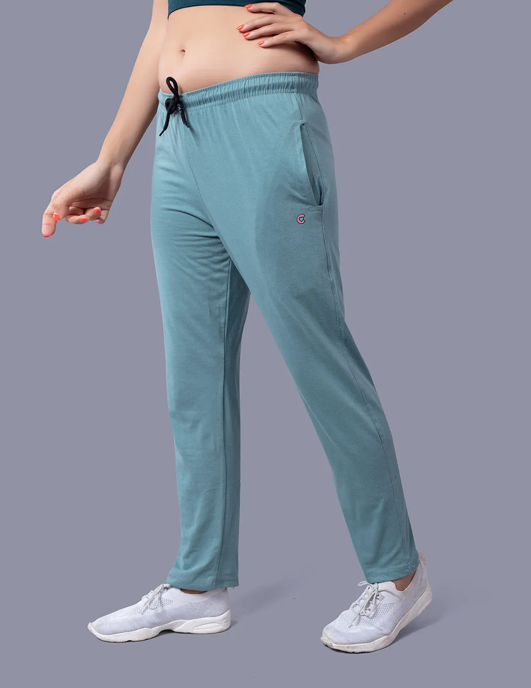 Cotton Track Pants For Women - Sage