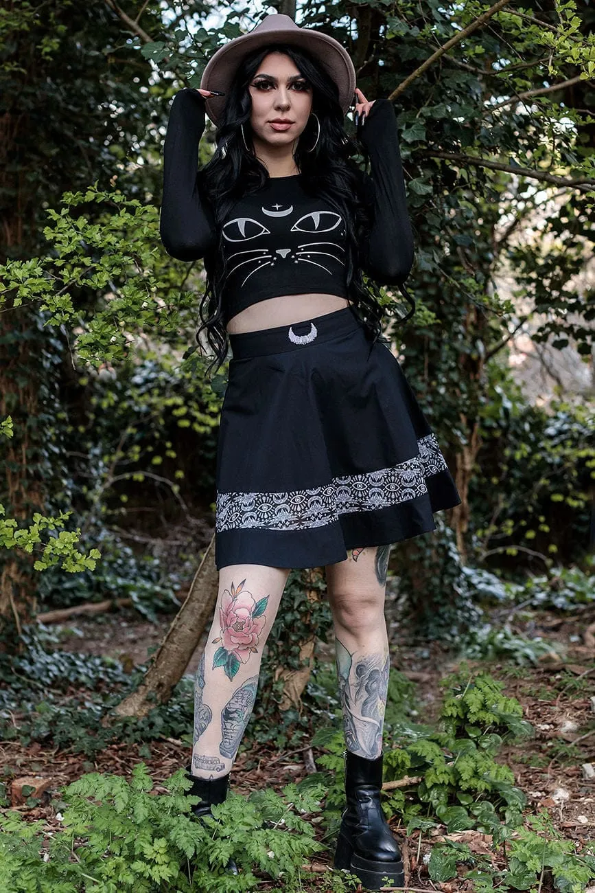 Coven United Cropped Full Sleeves Cat Tee