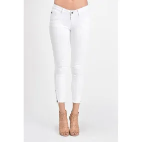 Crisp White Ankle Zip Skinny