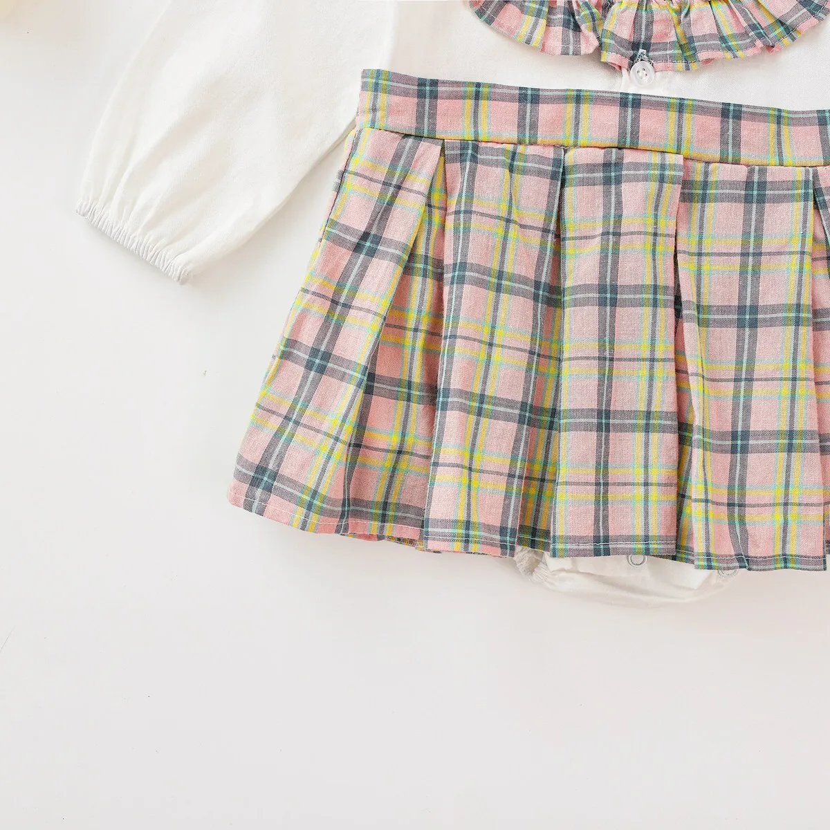 Cute Plaid Princess Bodysuit for Baby Girls