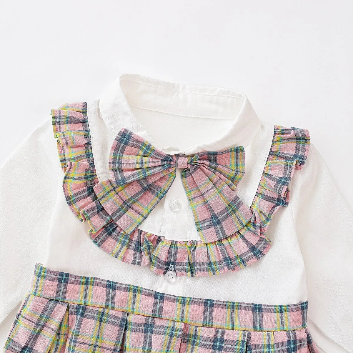 Cute Plaid Princess Bodysuit for Baby Girls