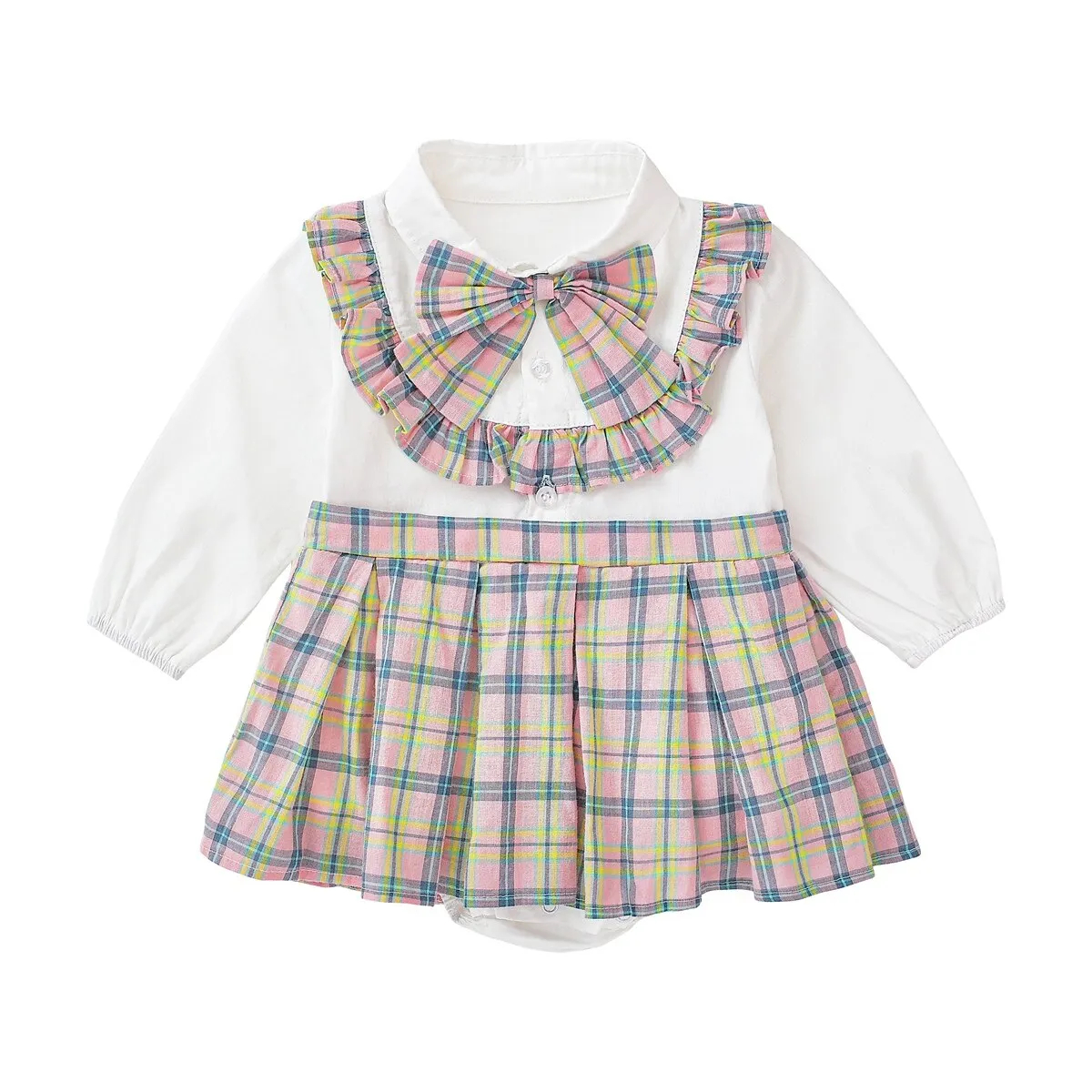 Cute Plaid Princess Bodysuit for Baby Girls