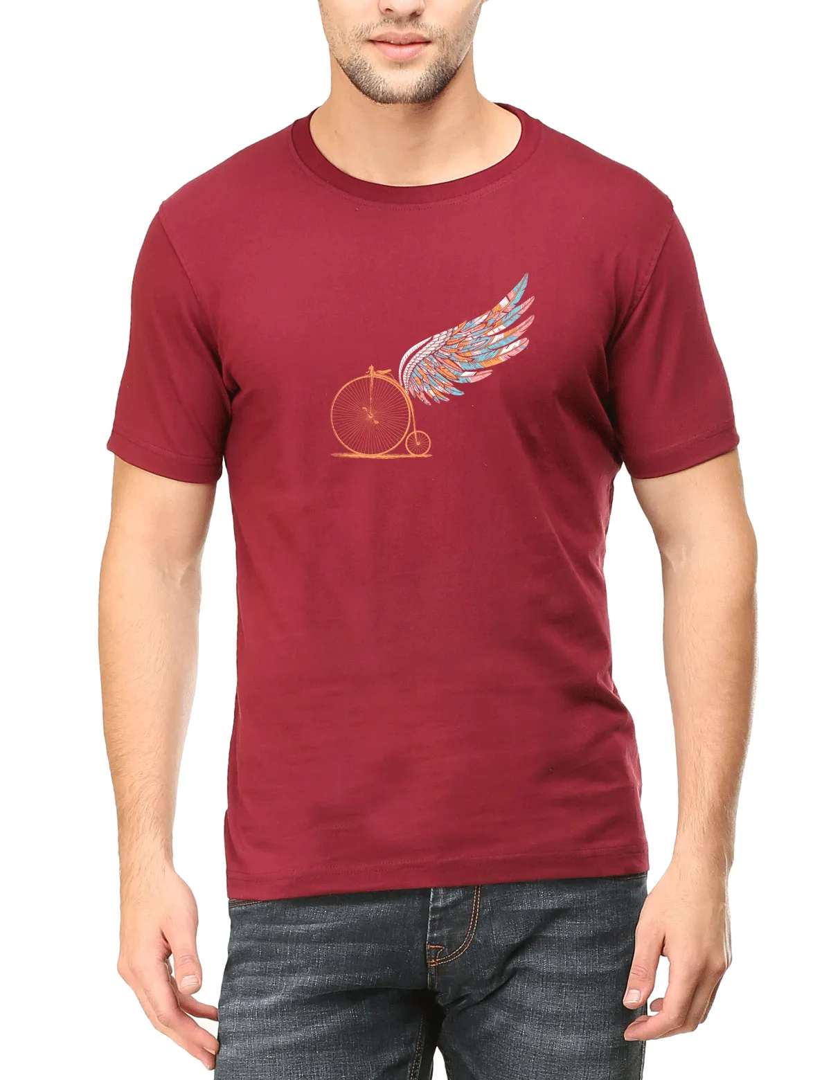 Cyclop Wheels That Fly Cycling T-Shirt - Maroon