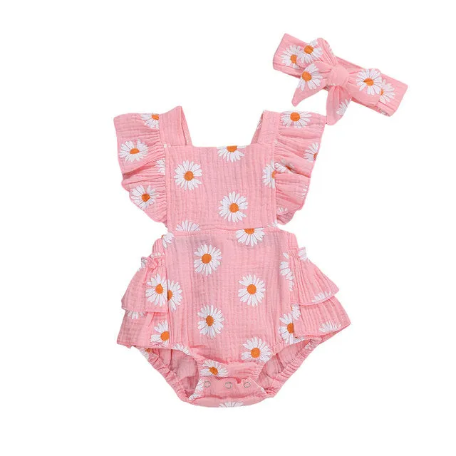 DAISY Ruffle Romper with Headband