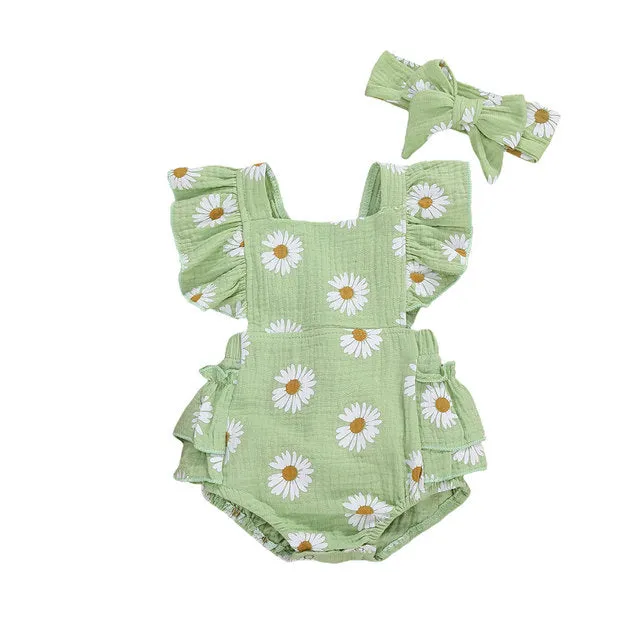 DAISY Ruffle Romper with Headband