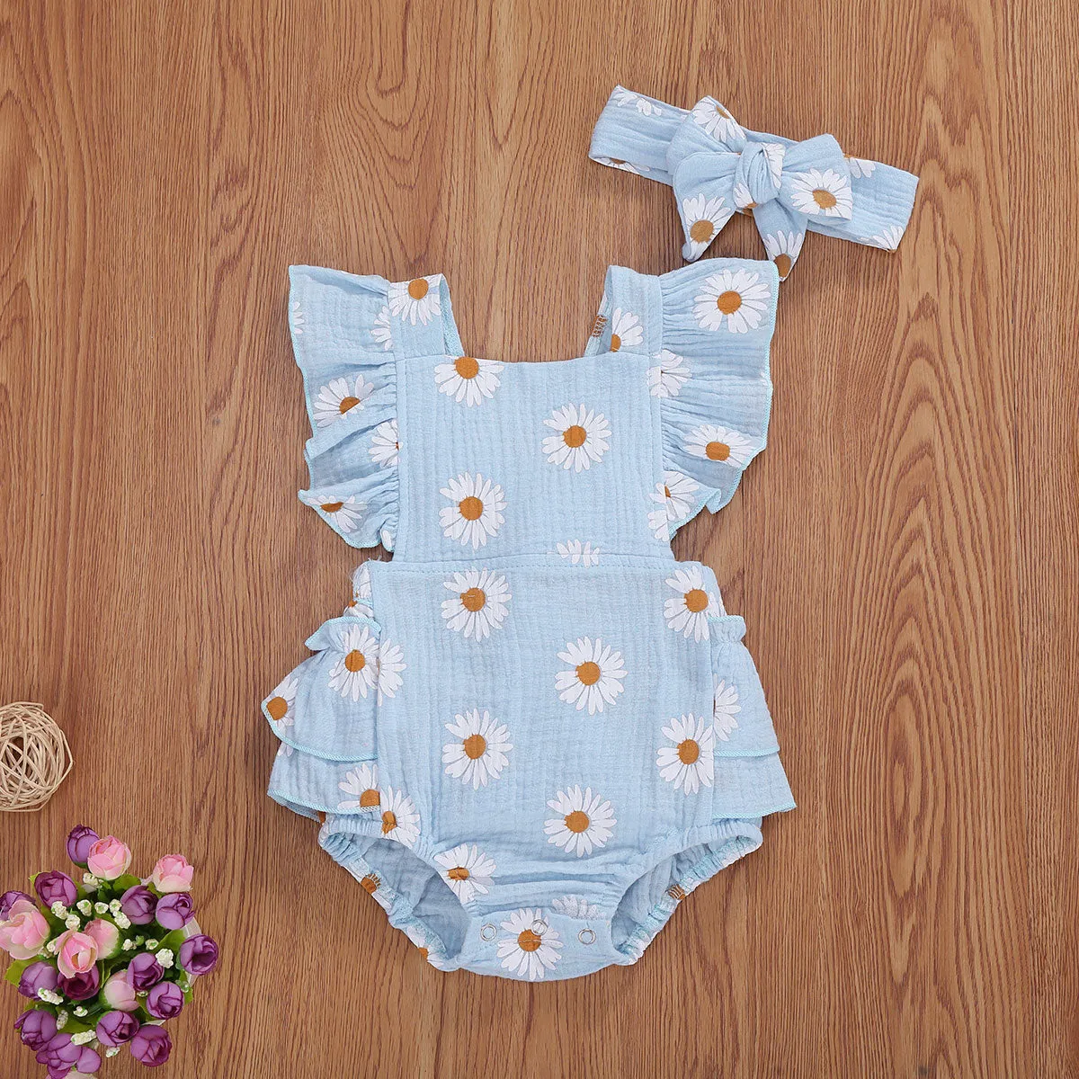 DAISY Ruffle Romper with Headband