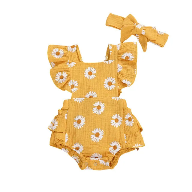 DAISY Ruffle Romper with Headband