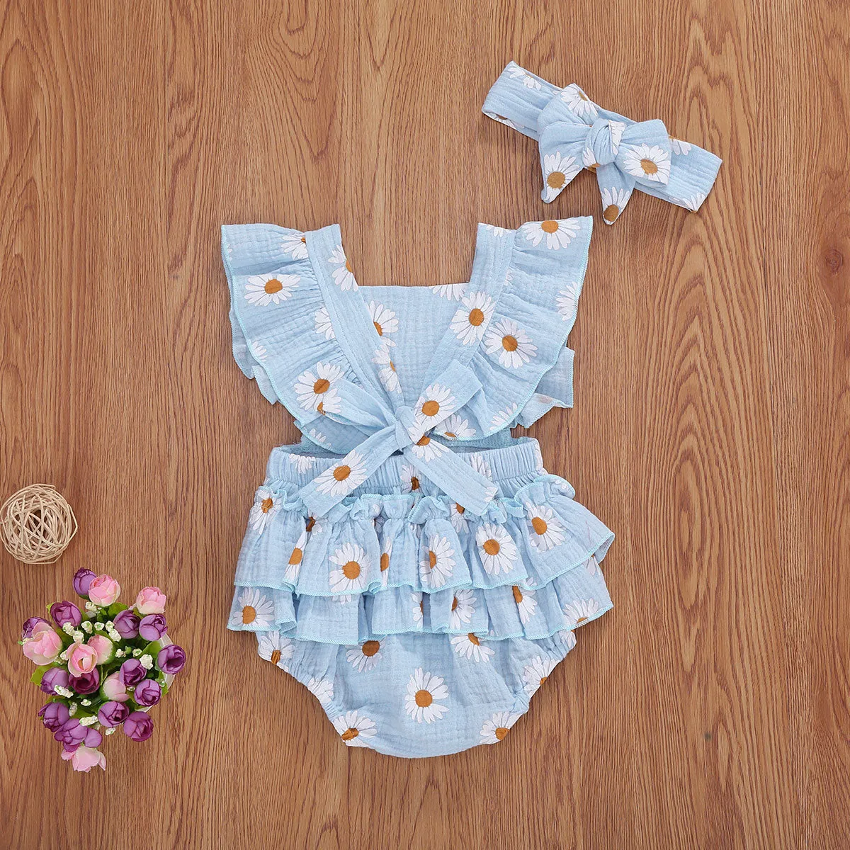 DAISY Ruffle Romper with Headband