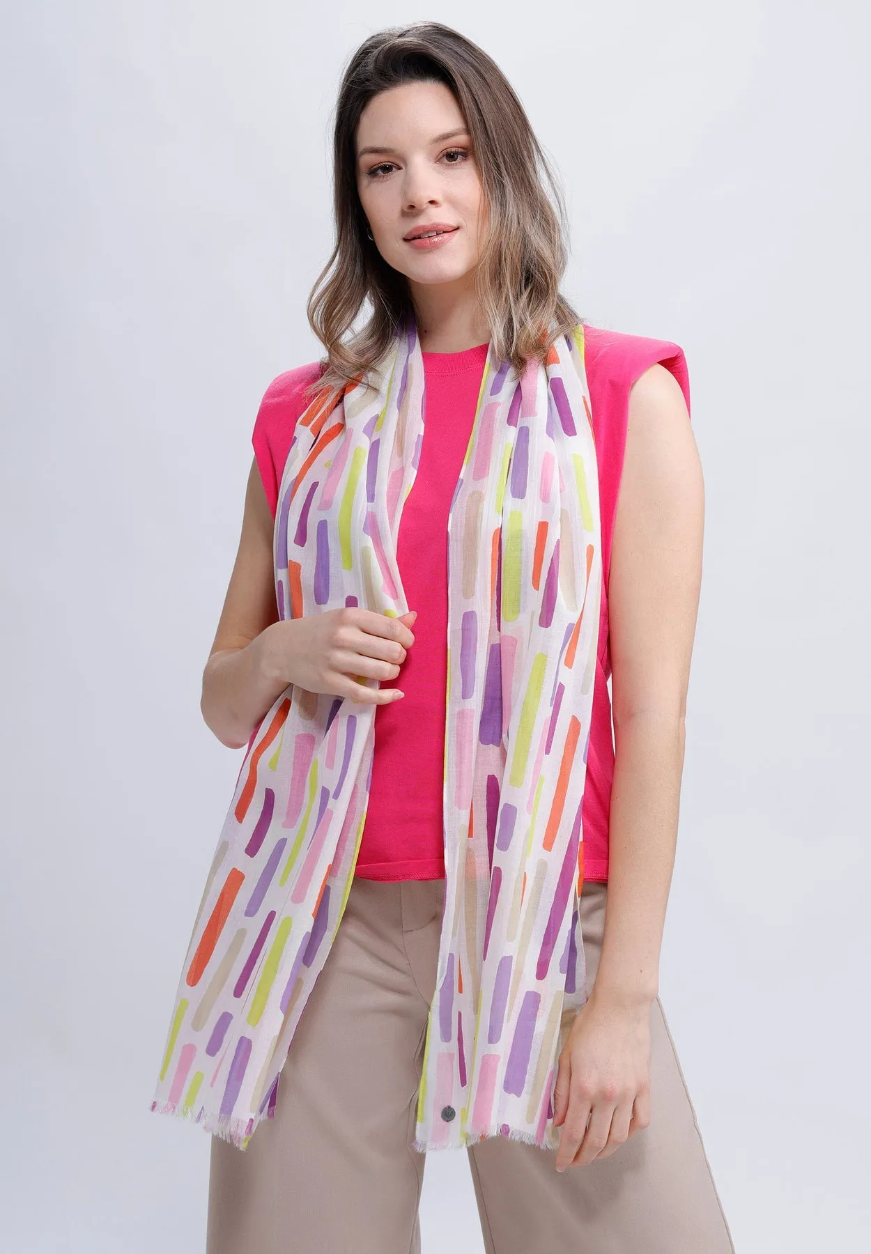 Dash Stripe Cotton Print Scarf