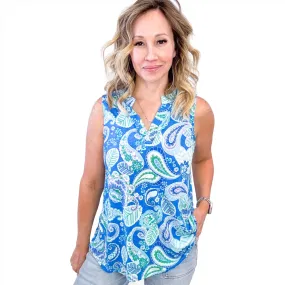 Dear Scarlett Lizzy Tank Top in Paisley Blue