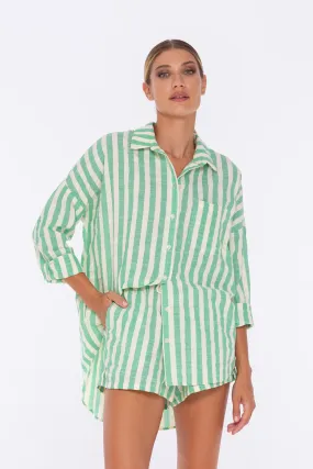 Defiant Shirt - Island Green/Ivory Stripe