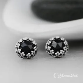 Delicate Silver Black Onyx Stud Earrings | Moonkist Designs