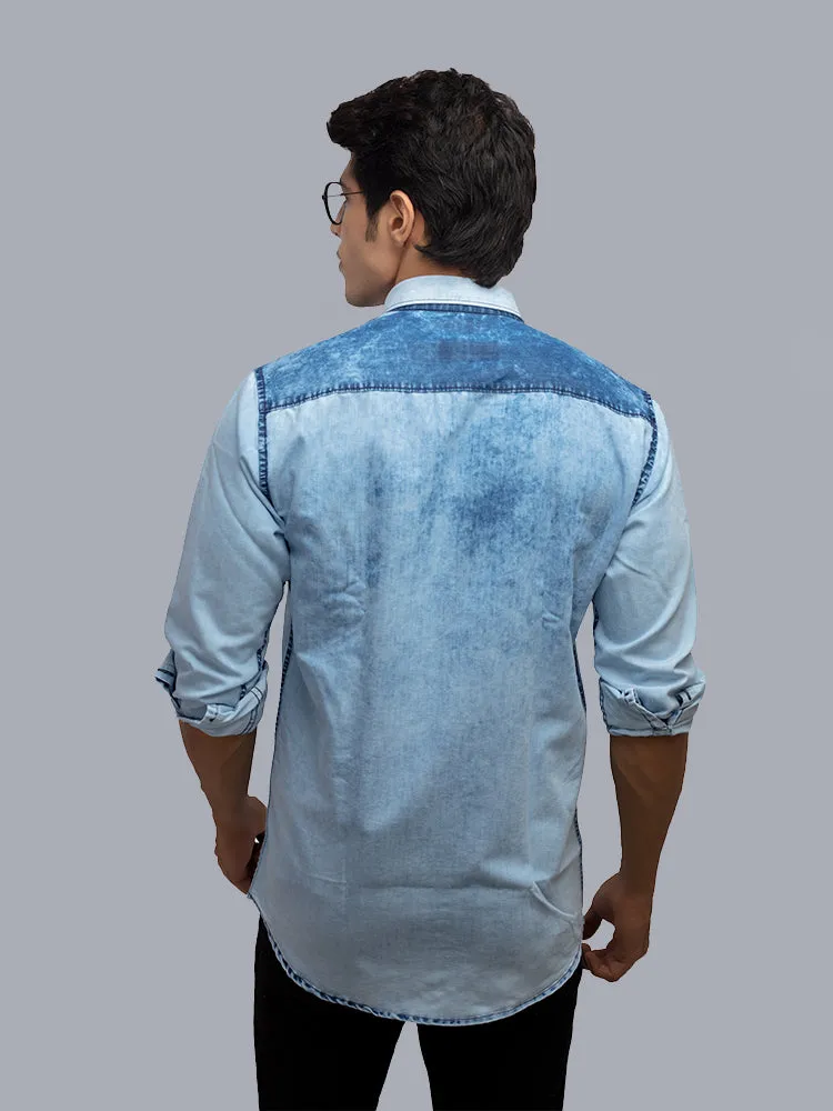 Denim Solid Casual Shirts for Men