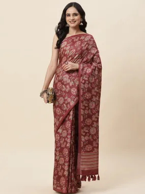 Digital Floral Printed Tussar Saree