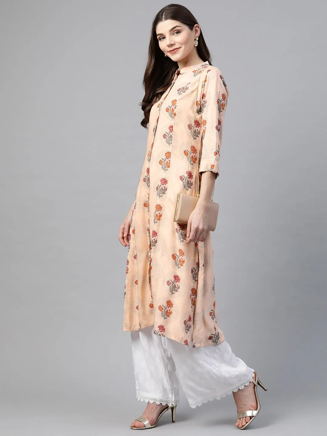 Divena A-Line Pink Rayon Kurta