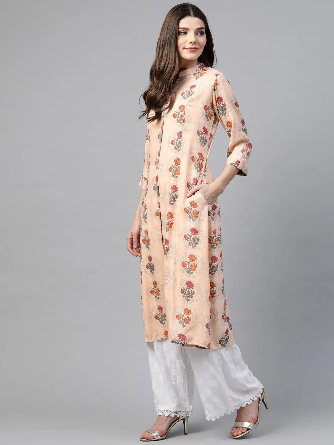 Divena A-Line Pink Rayon Kurta