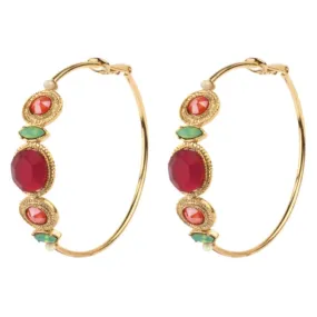 Elegant Amazonite and Swarovski Crystal Hoop Earrings by Satellite Paris