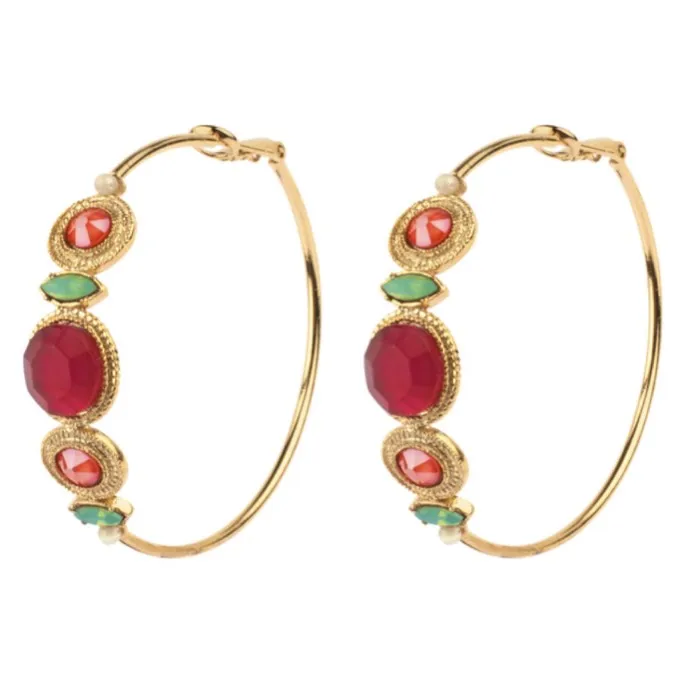 Elegant Amazonite and Swarovski Crystal Hoop Earrings by Satellite Paris