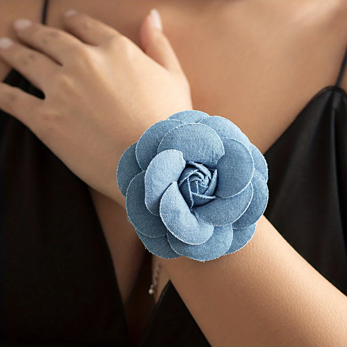 Elegant French Blue Phantom Flower Necklace & Romantic Bracelet Wristband