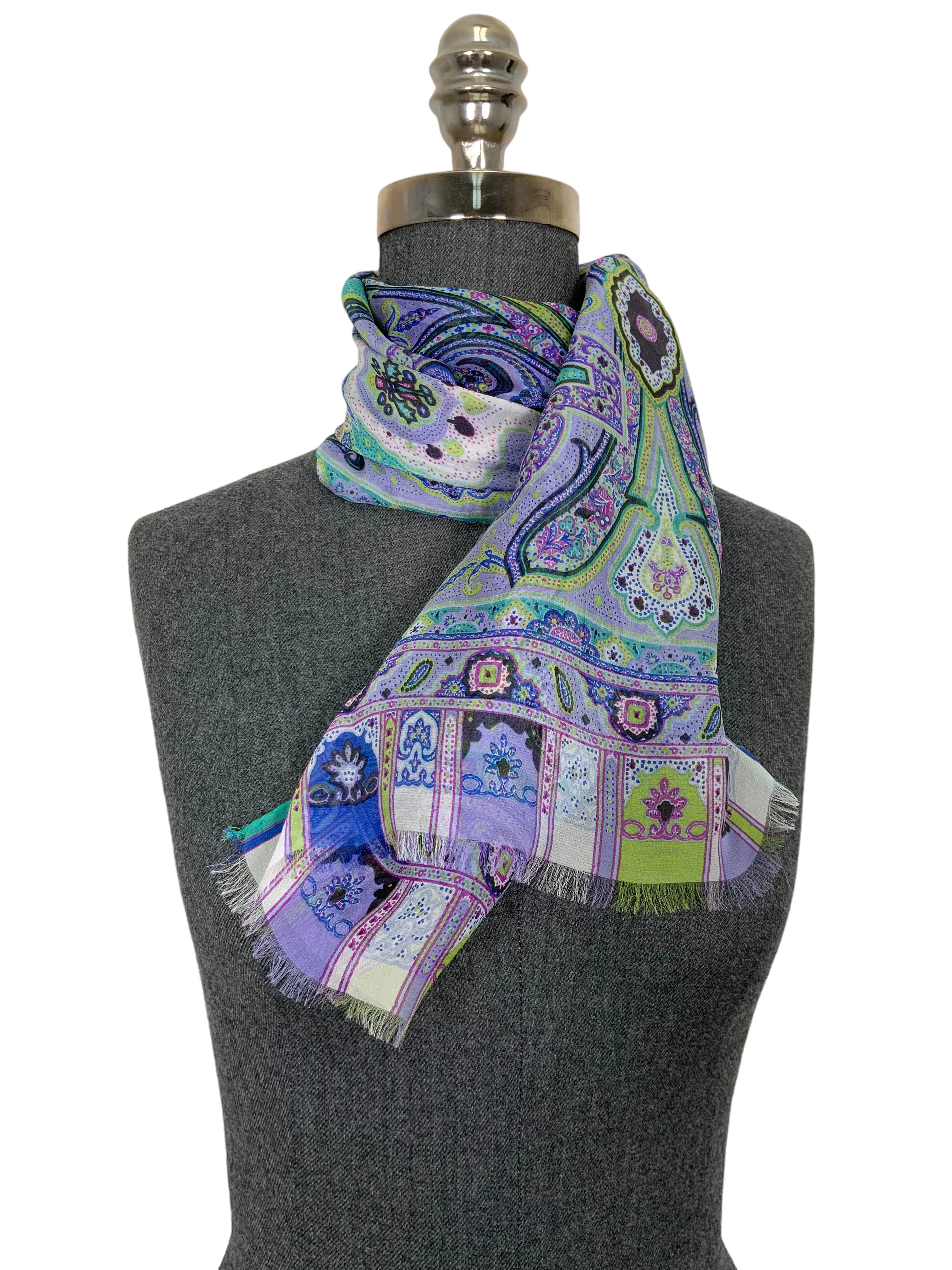 ETRO Paisley Printed Fringe Oblong Scarf