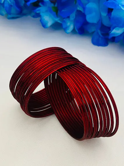 Fascinating Maroon Color Bollywood Style Fashion Plain Metal Bangle Sets