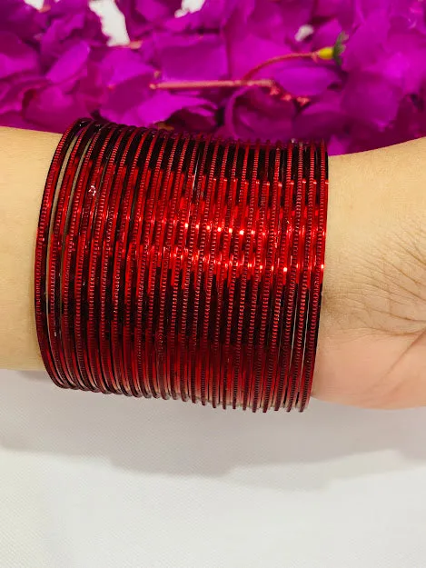 Fascinating Maroon Color Bollywood Style Fashion Plain Metal Bangle Sets