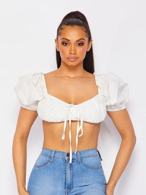 Fay Puff Sleeve Crop Top