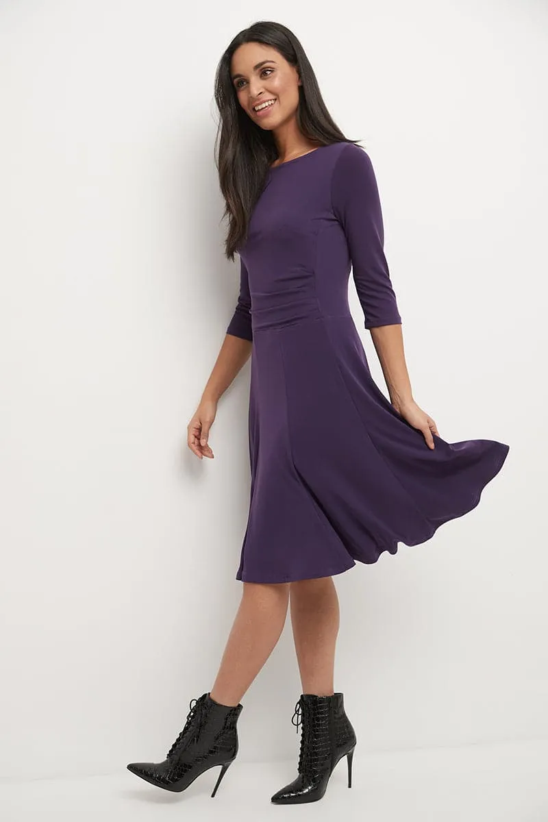 Flared Business Dress with 3/4 Sleeves