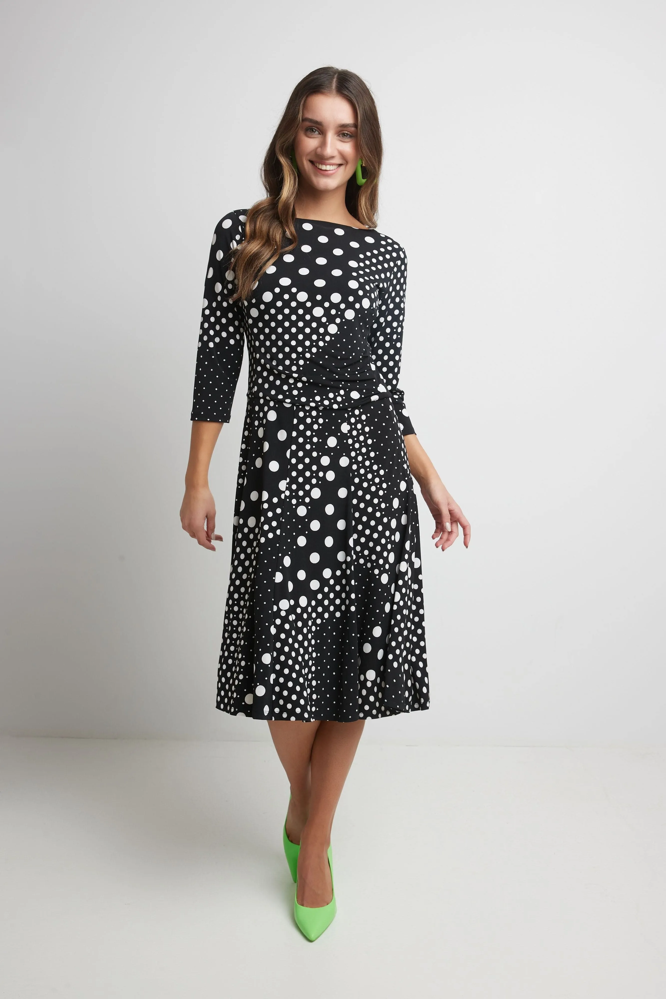 Flared Business Dress with 3/4 Sleeves